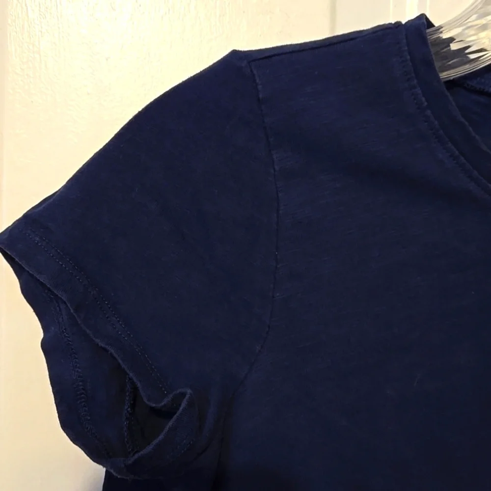 Lands End, Top, Tunic, Navy, Purple Tie, Elastic Waist, Scoop Neck Line, Casual